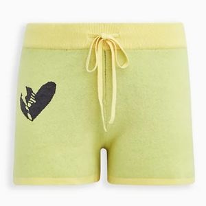 TORRID SWEATER SHORT - LUXE COZY LOVESICK BOLT YELLOW SIZE 1X NWT